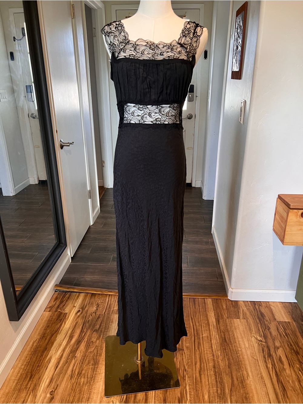 Chaser Black Lace-Trim Maxi Dress